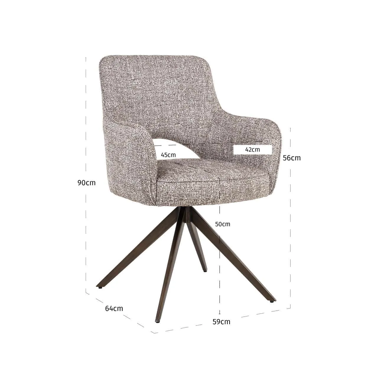 Dining chair Ginerva earth tweed swivel - Richmond Interiors