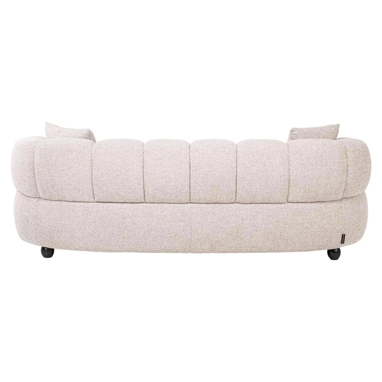 Sofa Amelia natur fancy, Rückansicht, mit zwei Kissen und sichtbaren Füßen auf weißem Hintergrund - Richmond Interiors