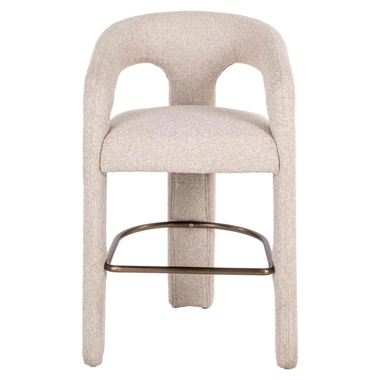 Counterstoel Belle biscotti op witte achtergrond, frontaal genomen met een laag camerastandpunt - Richmond Interiors