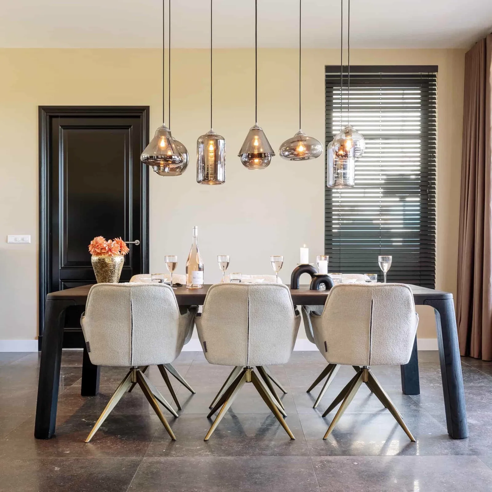 Dining Chair Aline FR white chenille swivel fire retardant - Richmond Interiors