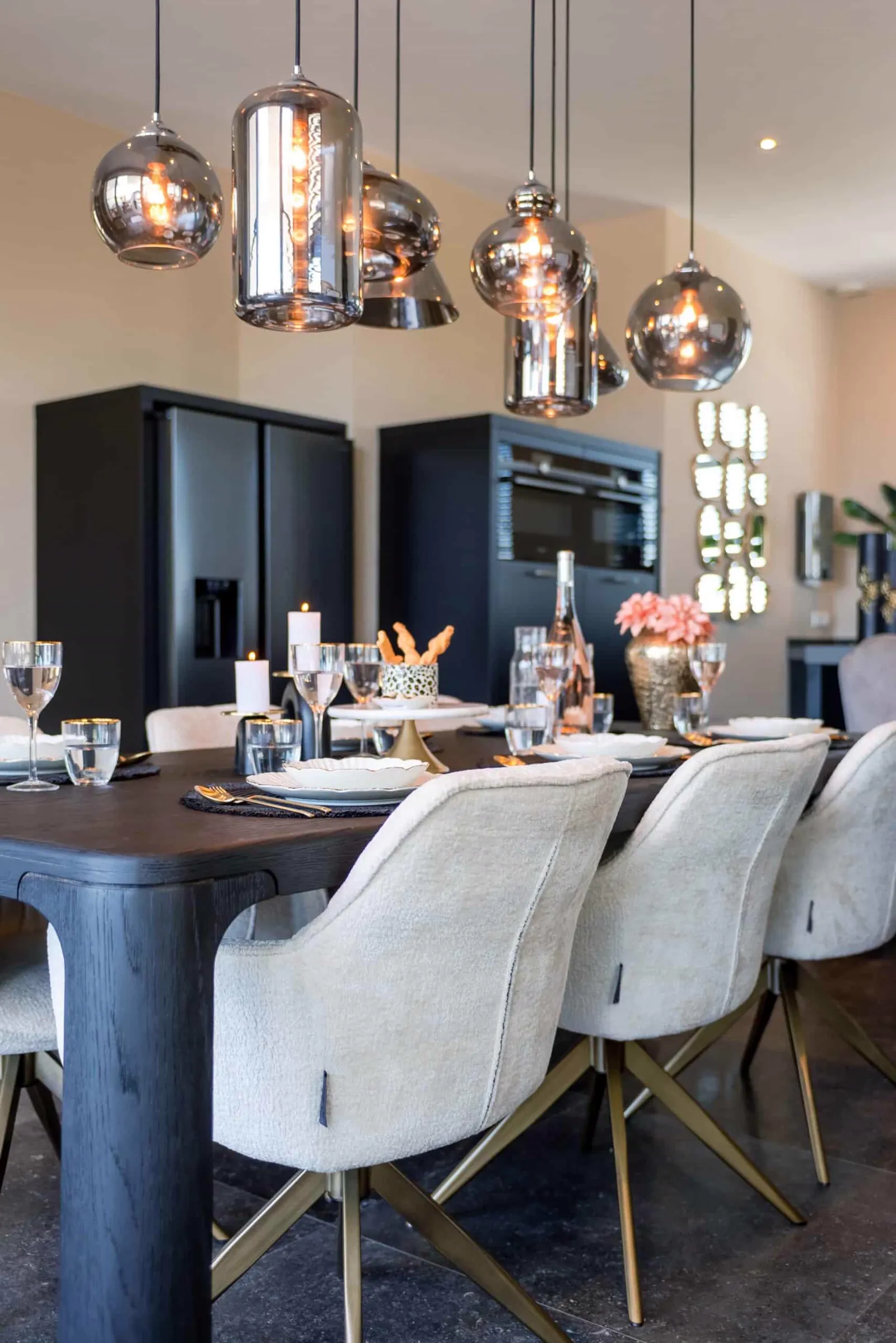 Dining Chair Aline FR white chenille swivel fire retardant - Richmond Interiors
