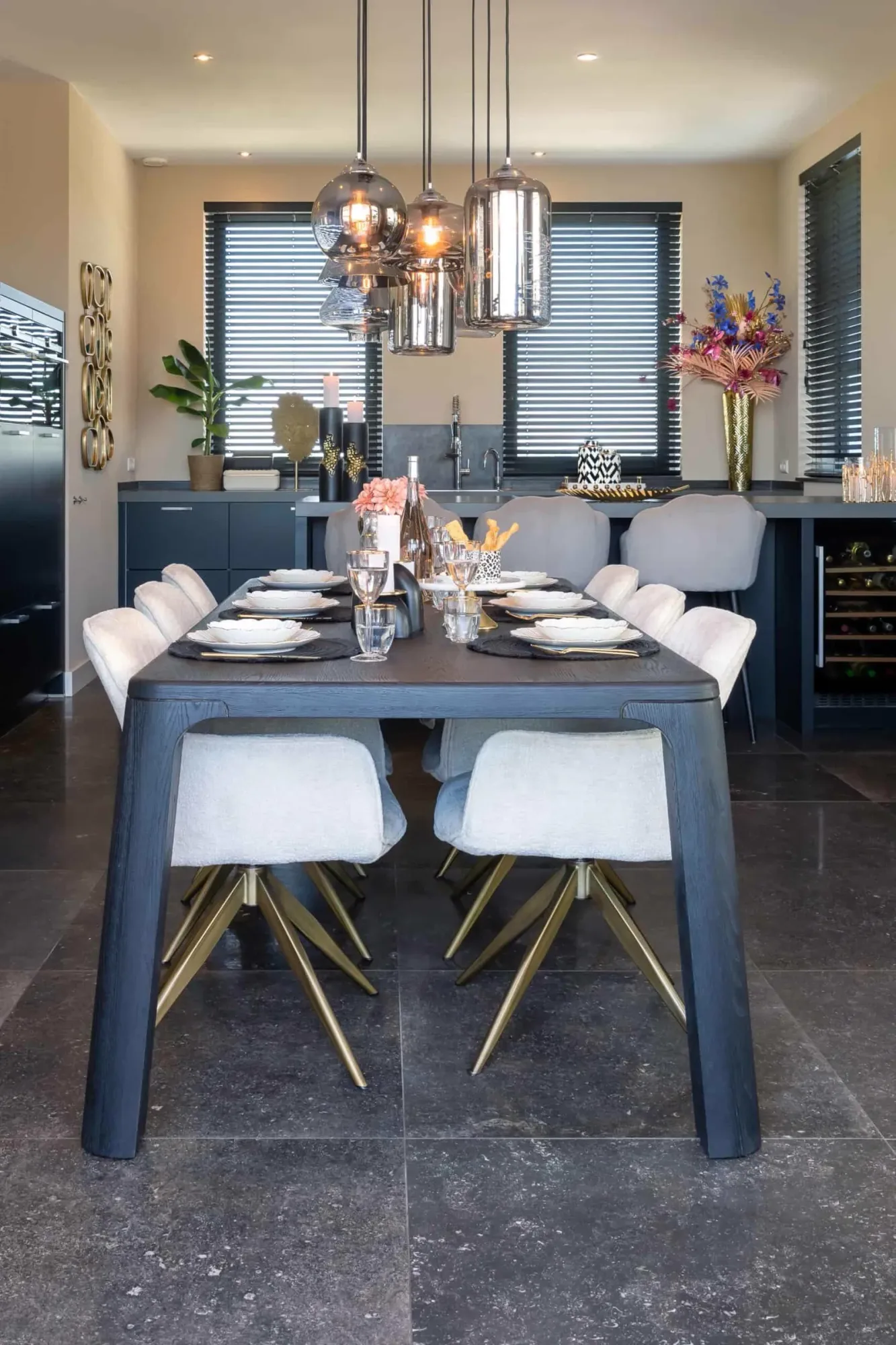 Dining Chair Aline FR white chenille swivel fire retardant - Richmond Interiors