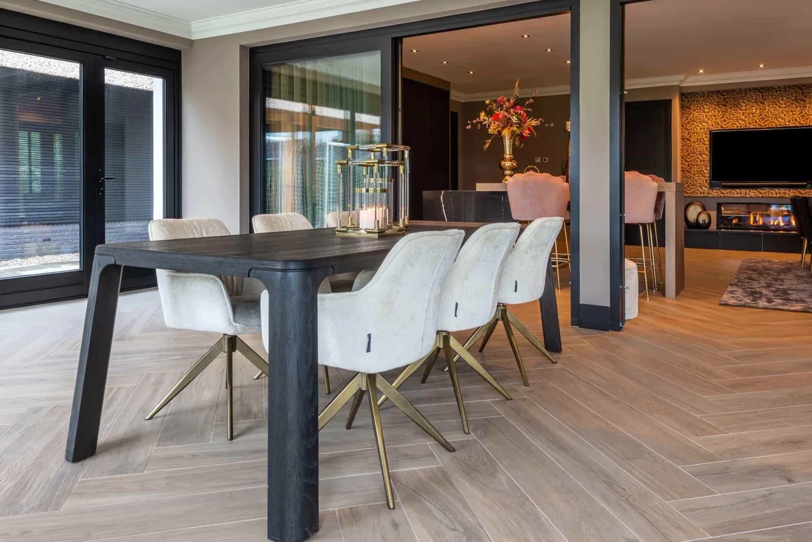 Dining Chair Aline FR white chenille swivel fire retardant - Richmond Interiors