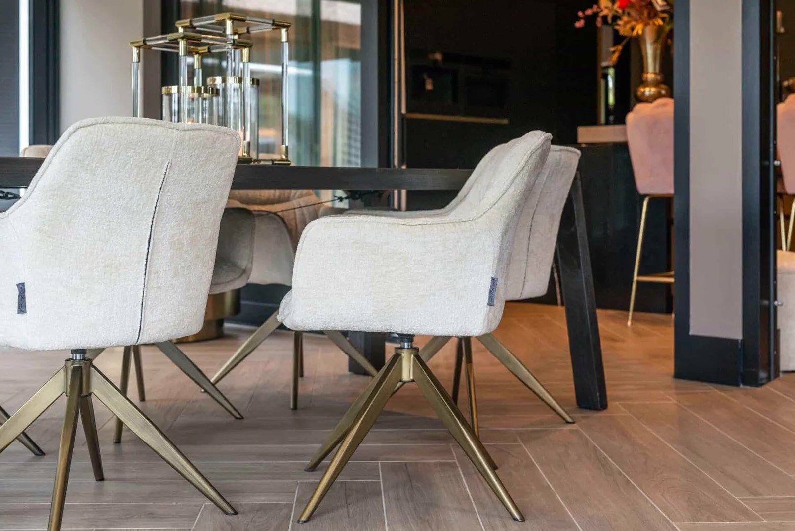 Dining Chair Aline FR white chenille swivel fire retardant - Richmond Interiors