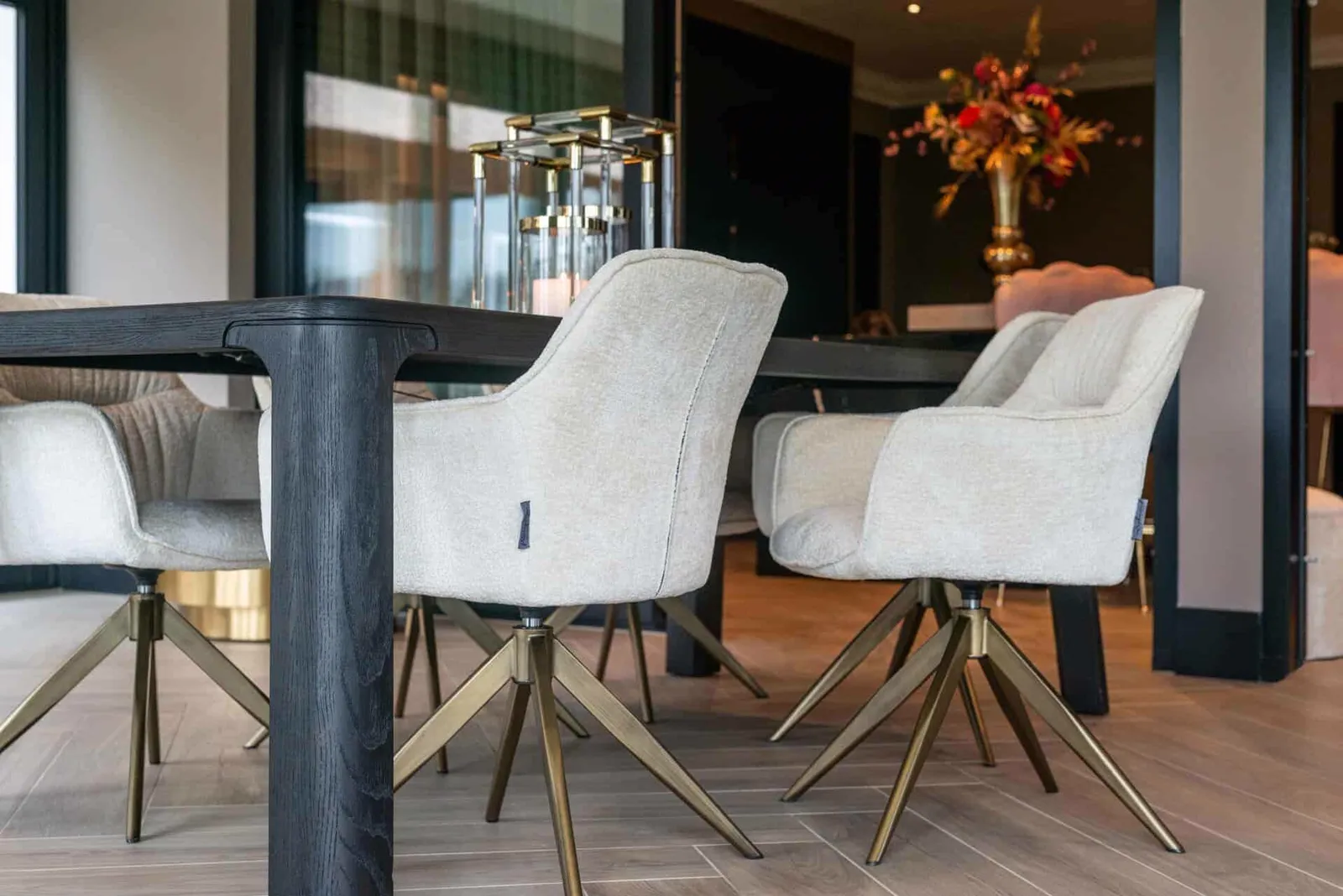 Dining Chair Aline FR white chenille swivel fire retardant - Richmond Interiors