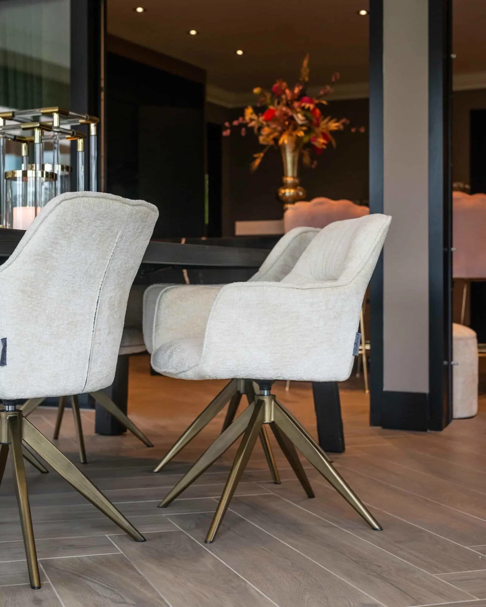 Dining Chair Aline FR white chenille swivel fire retardant - Richmond Interiors