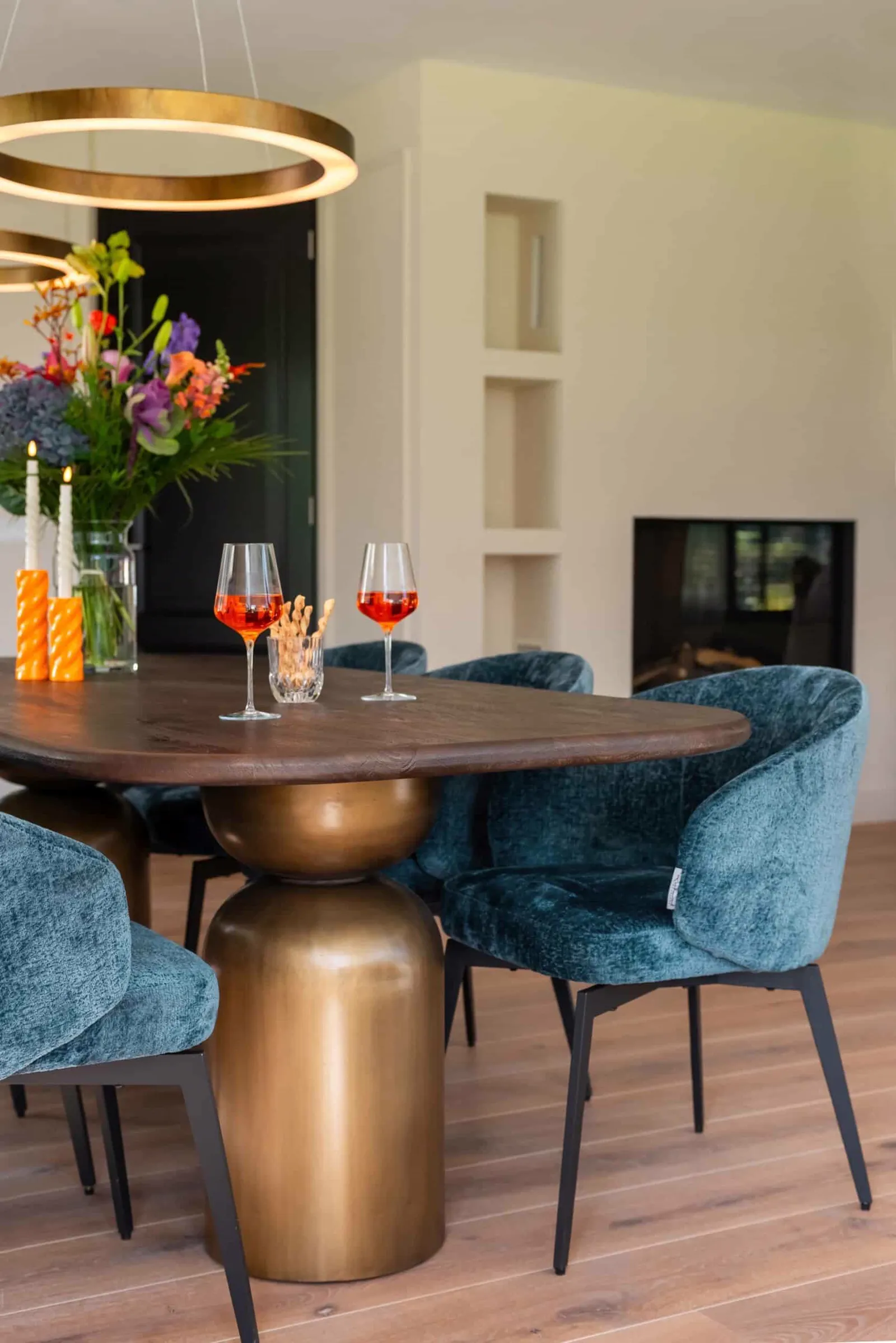 Amphara dining chair blue chenille flame retardant - Richmond Interiors