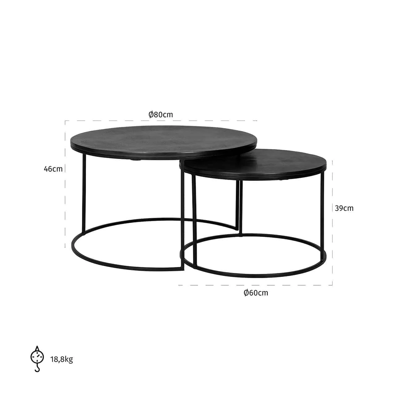 Bolder coffee table black (set of 2) - Richmond Interiors
