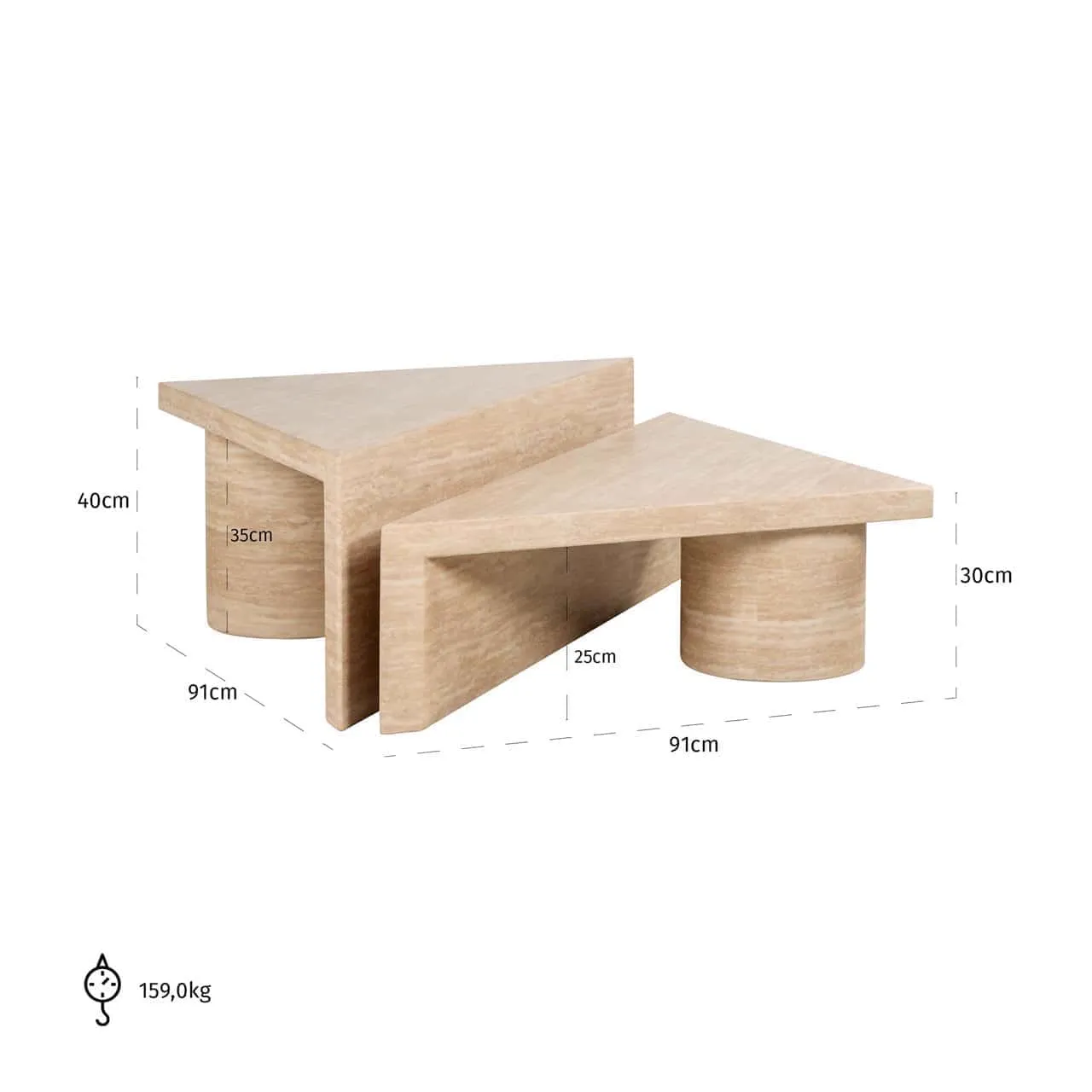 Coffee table Fictus beige (set of 2) - Richmond Interiors