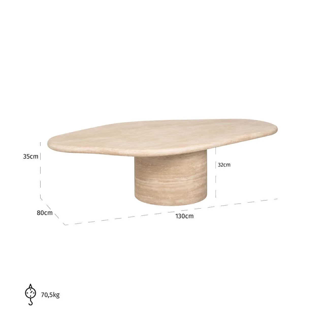 Coffee table Fictus beige 130 - Richmond Interiors
