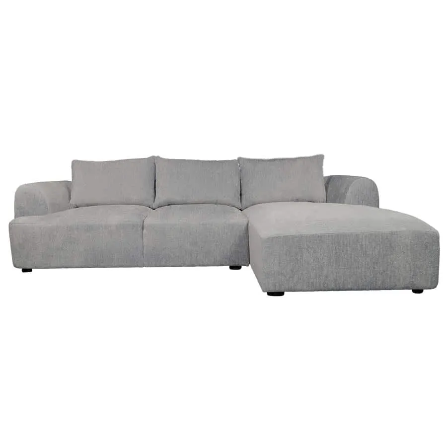 Canterbury 2 5-AL + Chaise R - Mona 120 Taupe bankstel op witte achtergrond, schuin van voren gefotografeerd - Tower Living