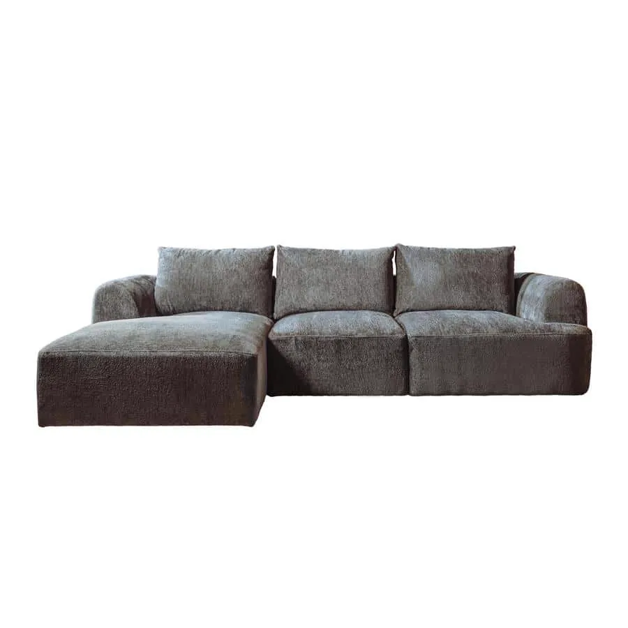 De Canterbury 2.5-AR + Chaise L - Mona 464 Cement Grey bank op een witte achtergrond - Tower Living
