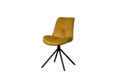 Palma Stoel - fabric Bluvel 68 yellow, van opzij gefotografeerd op een witte achtergrond - Tower Living
