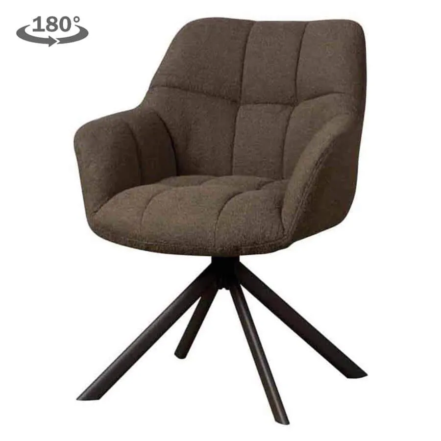 Alba Armsessel in Alpine dark brown 18, drehbar, mit dunklen Beinen, auf weißem Hintergrund - Tower Living