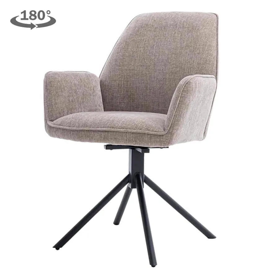 Amaro Armstuhl in fabric Nature 120 Beige grey, drehbar, auf weißem Hintergrund - Tower Living