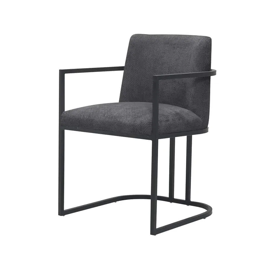 De Archi Armstoel - fabric Eden 20 graphite op een witte achtergrond, vanuit een schuine hoek - Tower Living