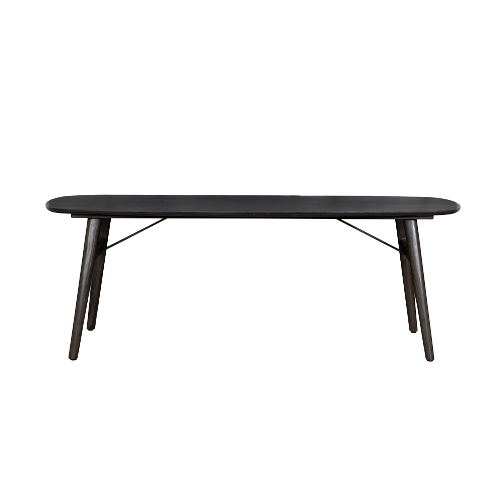 Aura Esstisch espresso dänisches Oval 200 cm, von vorne auf einem einfarbigen Hintergrund fotografiert - Tower Living