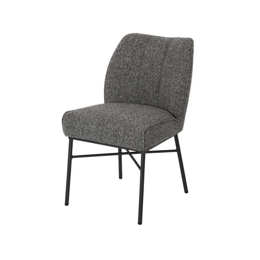 De Barzio Stoel - Oasis 87 Slate op een witte achtergrond, met een licht gebogen rugleuning en zwarte poten - Tower Living