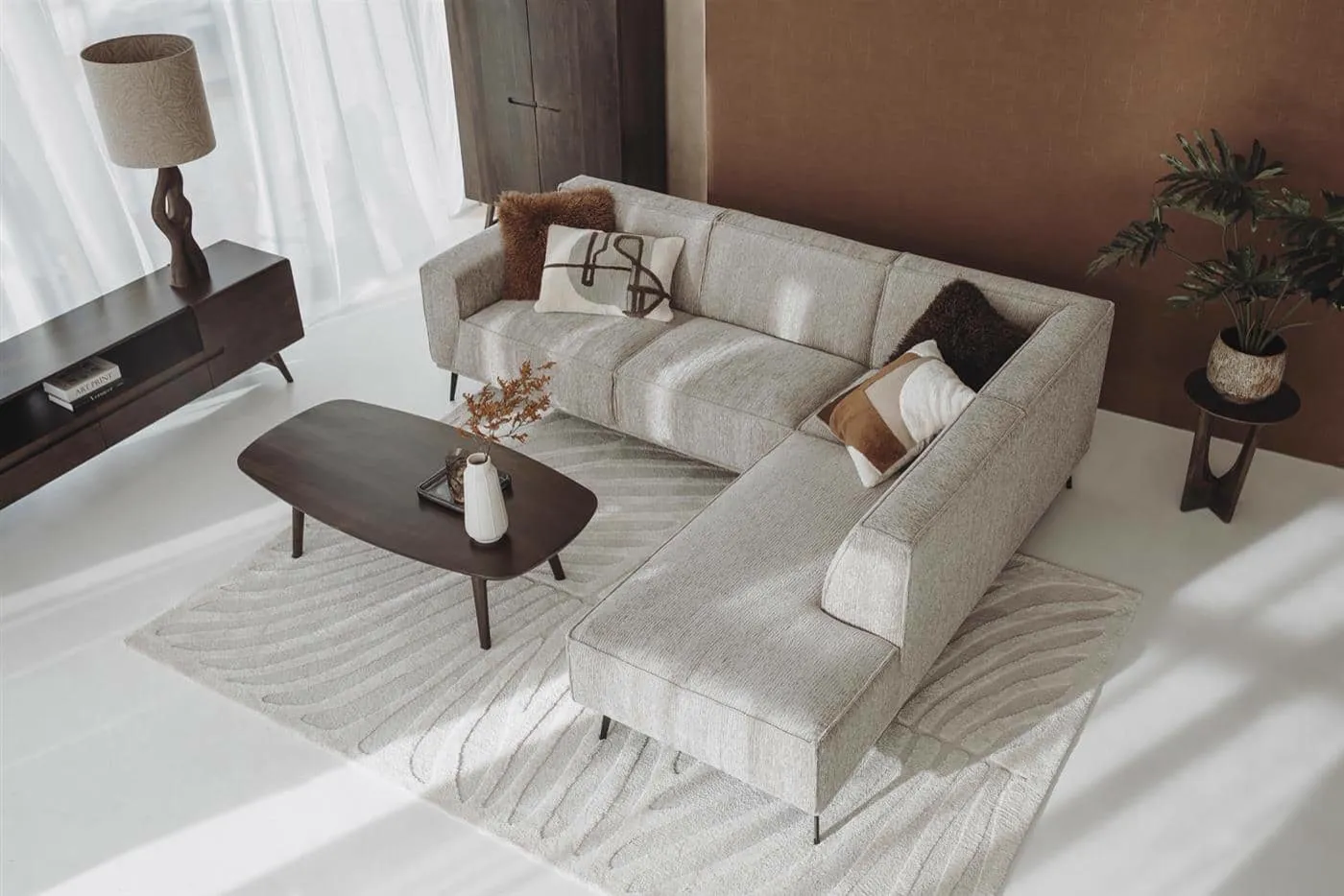 Coffee table Aura espresso Danish oval 140 cm - Tower Living