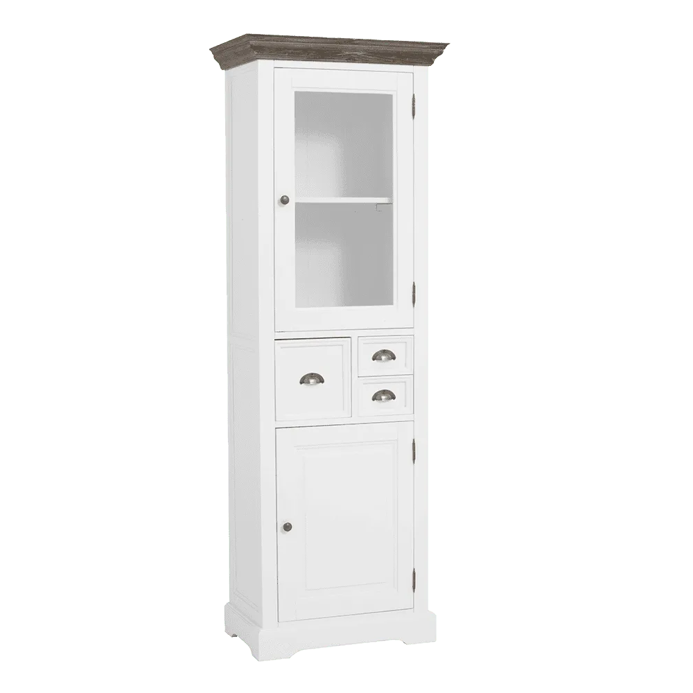 Fleur Vitrinenschrank 66 cm auf weißem Hintergrund, schräg von vorne fotografiert - Tower Living