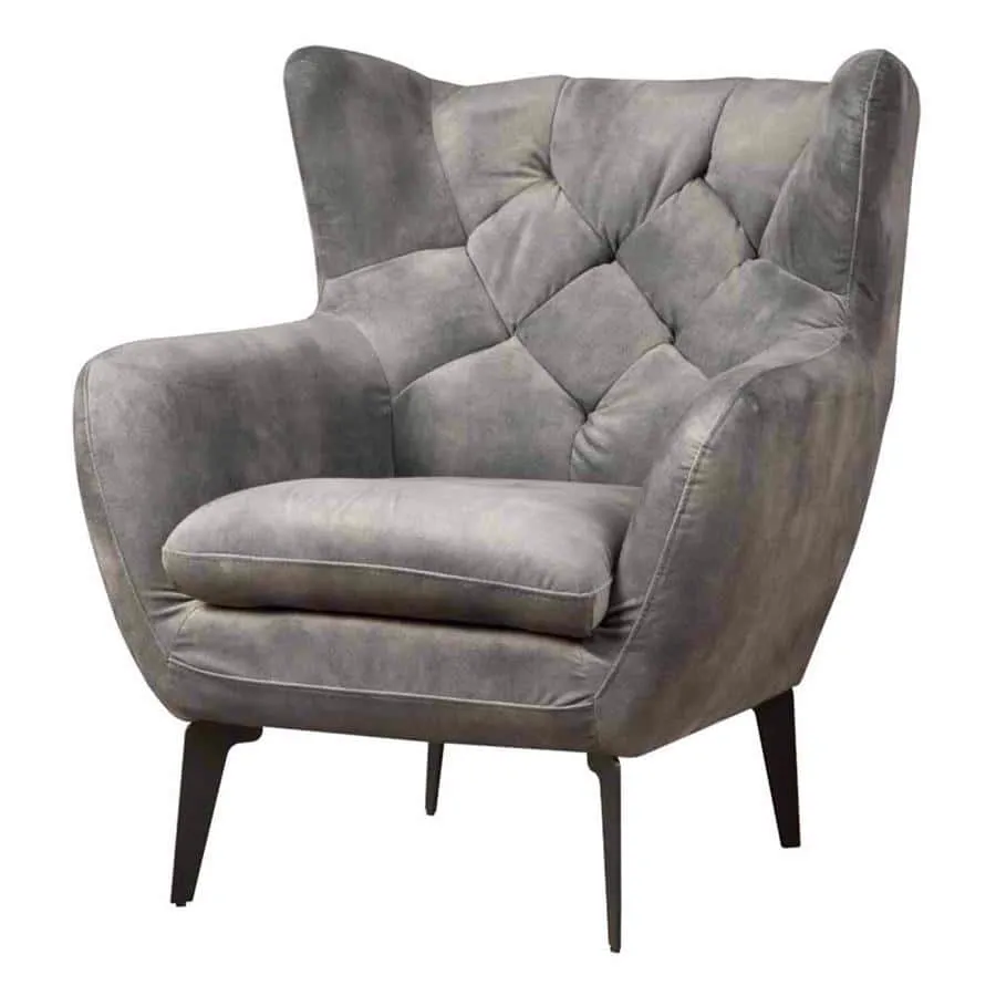 Der Bomba Sessel - Bliss 4 Grey auf weißem Hintergrund, mit einer klaren Ansicht der gepolsterten Rückenlehne und Sitzfläche - Tower Living