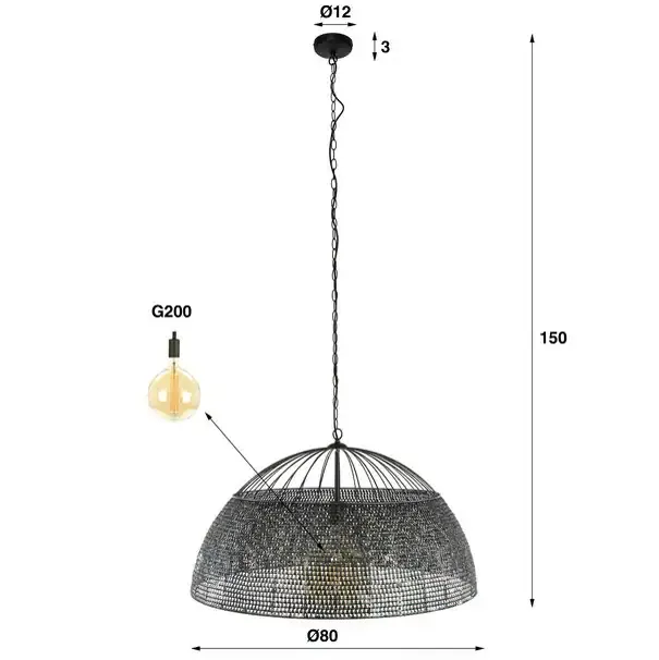 Armor Pendant Light 1-light Ø80cm / Black brown - Zijlstra