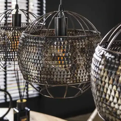 Hanglamp Armor Open 3-lichts / Zwart bruin metaal in donkerbruin modern sfeer Mokana - Zijlstra