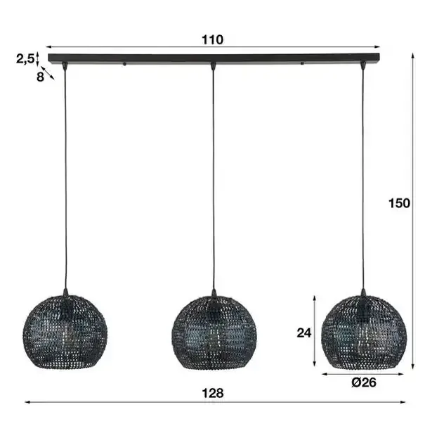 Hängeleuchte Armor Orb 3-flammig / Schwarzbraun Metall in Schwarz Mokana - Zijlstra