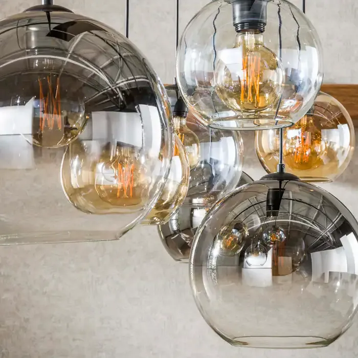 Hängeleuchte Multi Globe 4+3-flammig / Artic Schwarz Glas in Grau, moderner Stil Mokana - Zijlstra