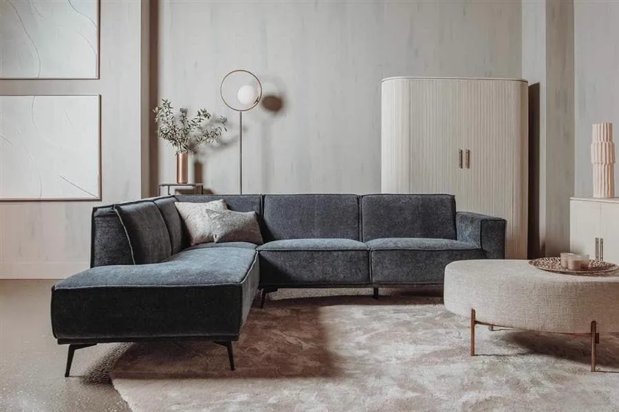 Leeds 2 5-AR + Ottoman L - City 464 Black Blue - Tower Living