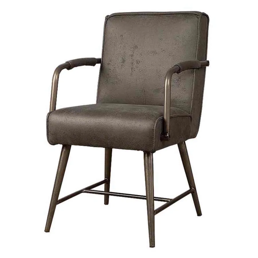 Belmonte armstoel in stof Cherokee 1 grey, schuin van voren gefotografeerd op een witte achtergrond - Tower Living