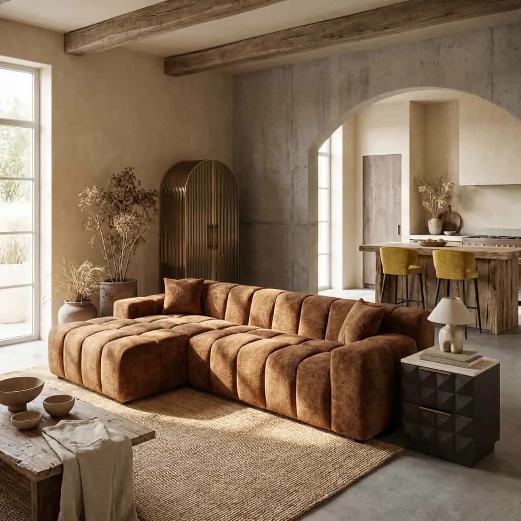 Sofa Cube lovely cinnamon 3-seater + lounge links - Richmond Interiors