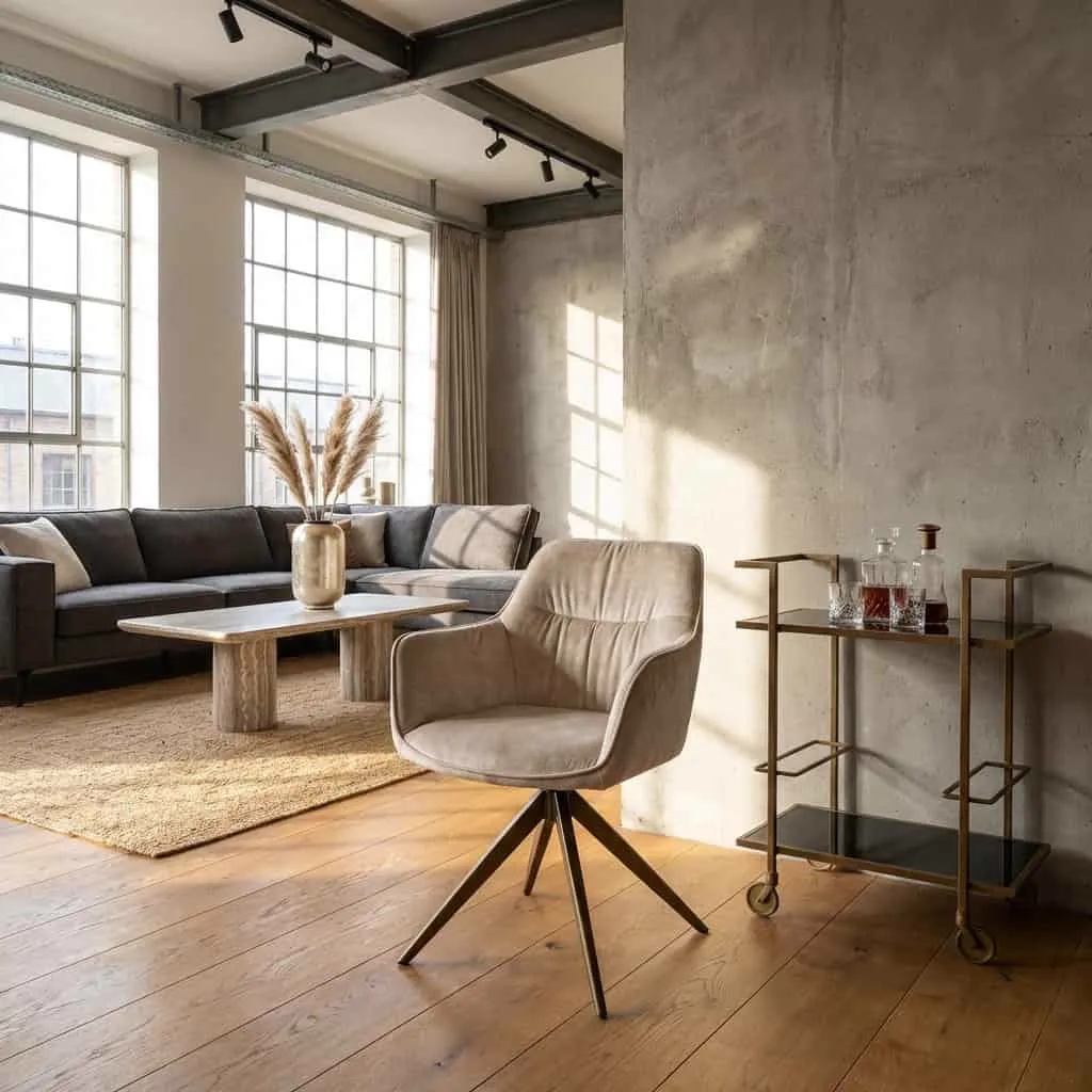 Eetkamerstoel Aline FR white chenille draaibaar brandvertragend - Richmond Interiors