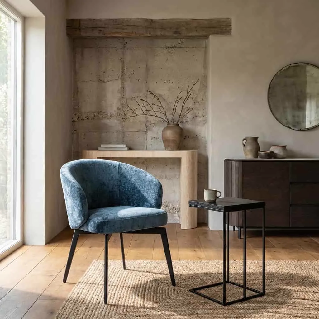 Eetkamerstoel Amphara blue chenille brandvertragend - Richmond Interiors