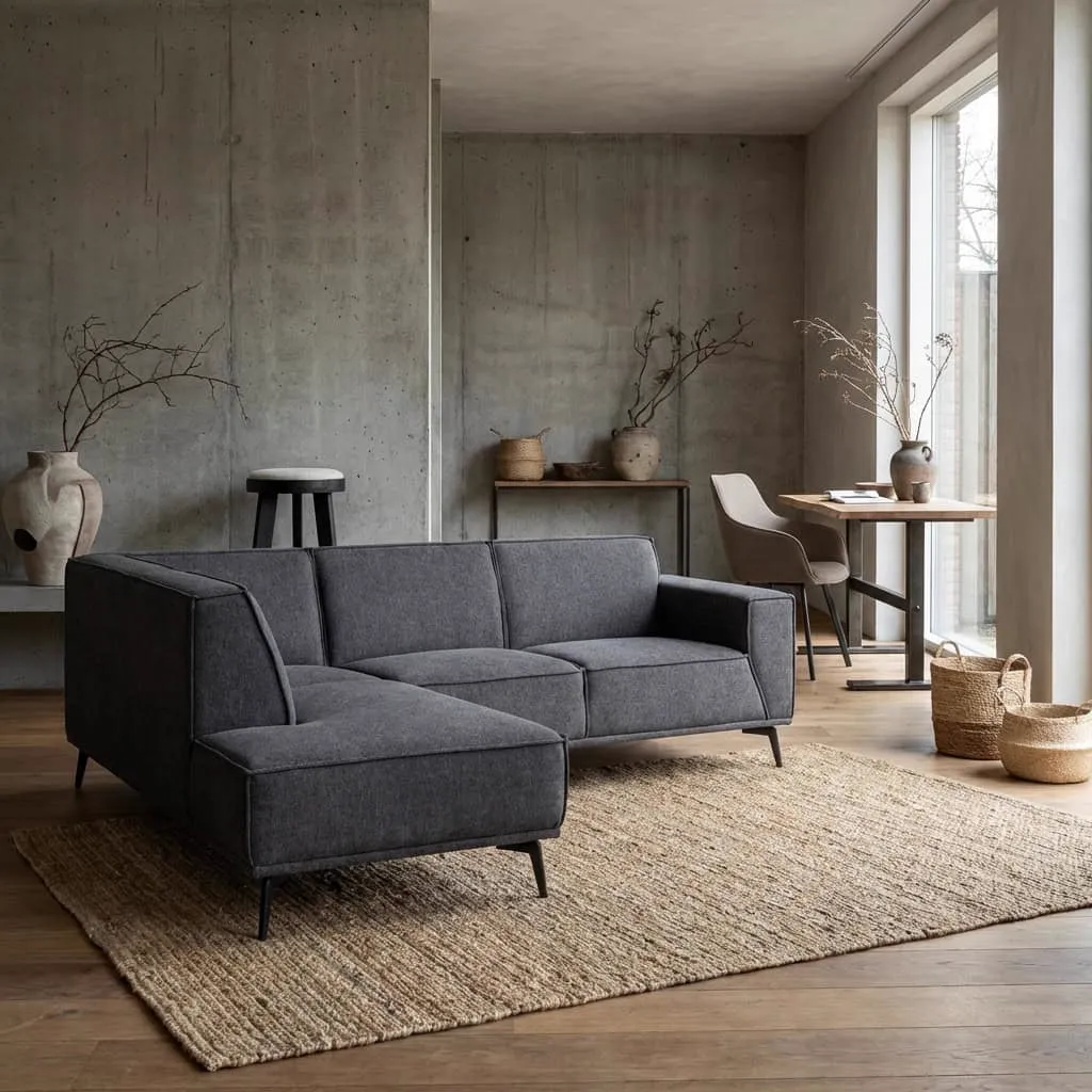 Leeds 2 5-AR + Ottoman L - City 464 Black Blue - Tower Living