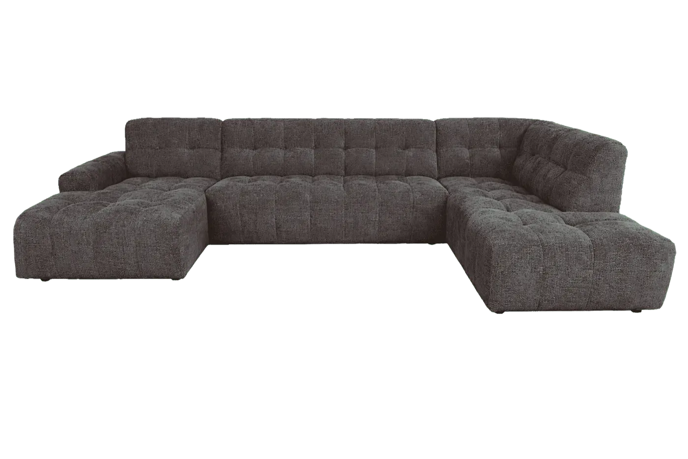 Memphis Chaise L - 3-seater - Ottoman R - Haga 16 charcoal bankstel in een studio-opstelling, frontaal genomen - Tower Living