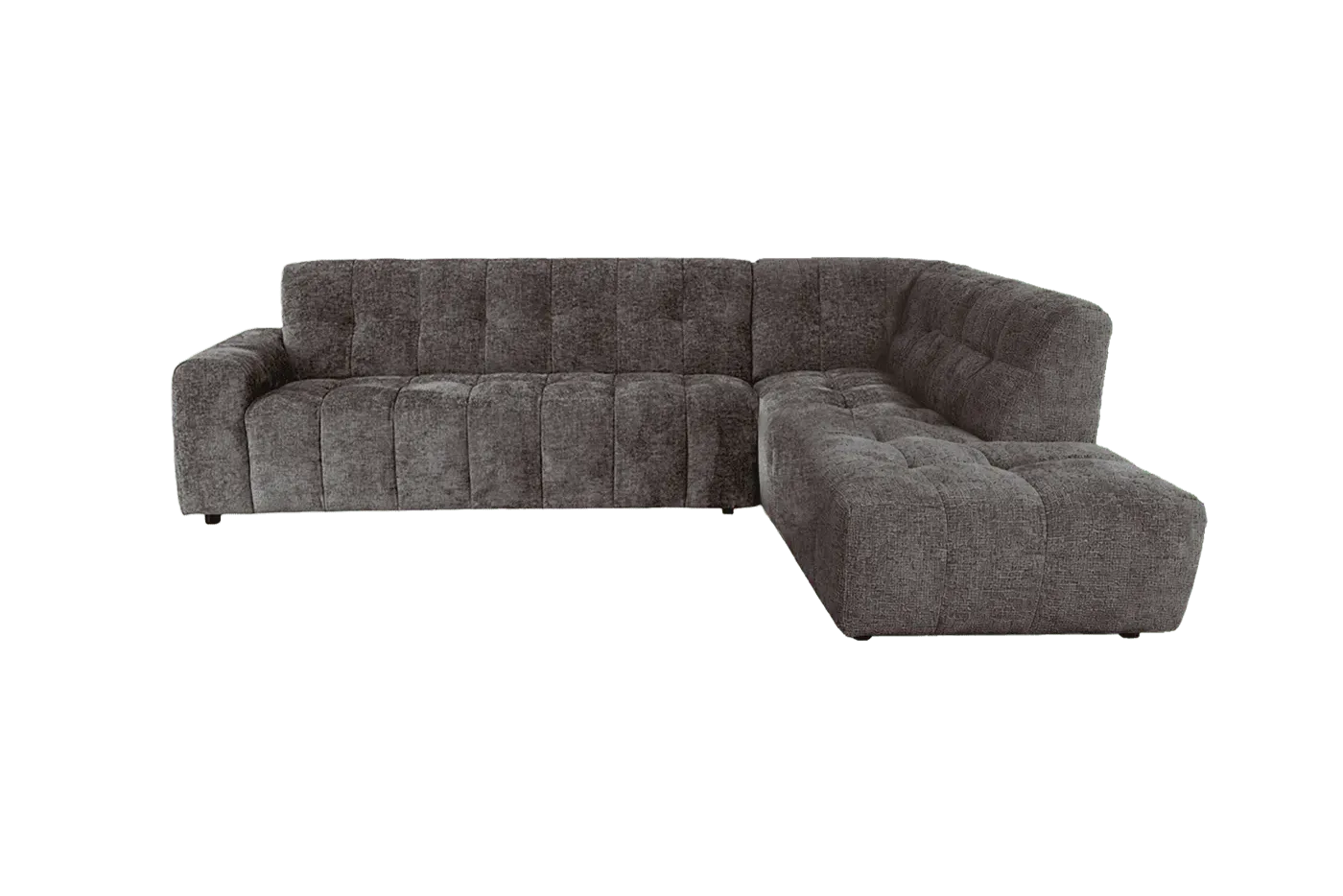 Memphis 3-AL + Ottoman R - Haga 16 charcoal bankstel, van voren gefotografeerd op een witte achtergrond - Tower Living
