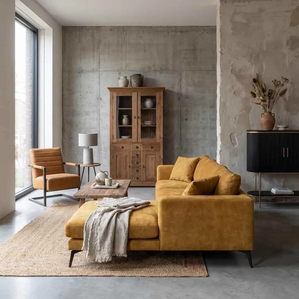 Nottingham 2 5-AL + Chaise R - Adore 015 Yellow Orange - Tower Living