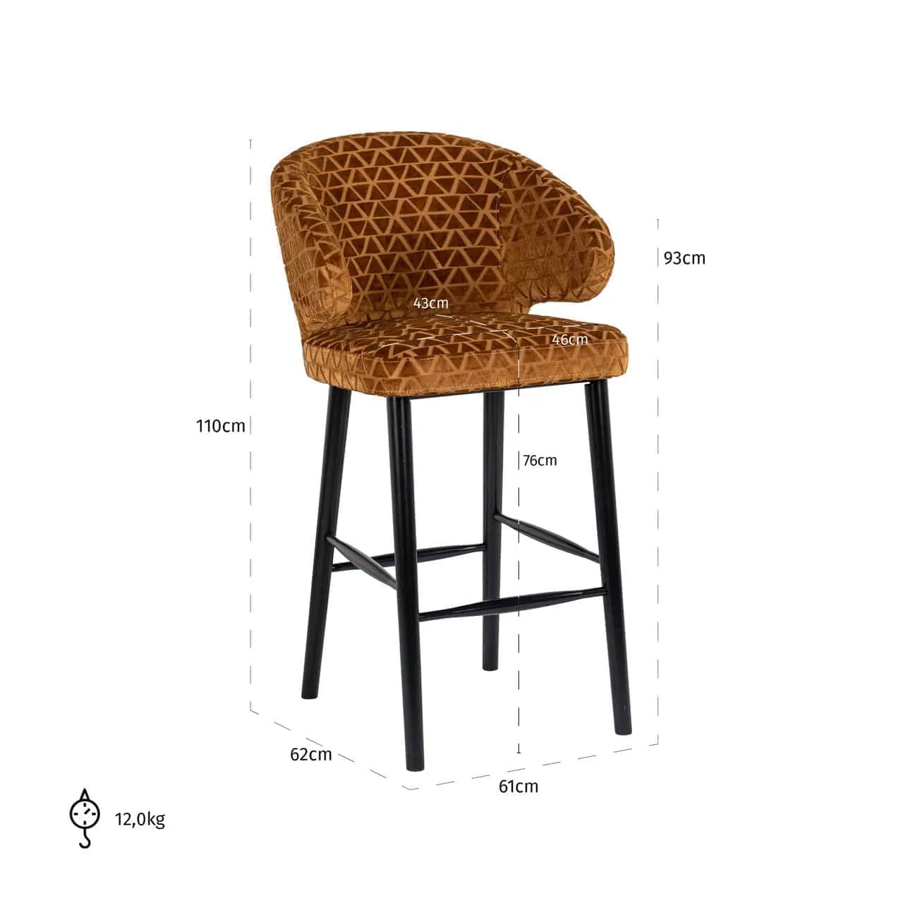 Bar Stool Indigo old gold triangle - Richmond Interiors