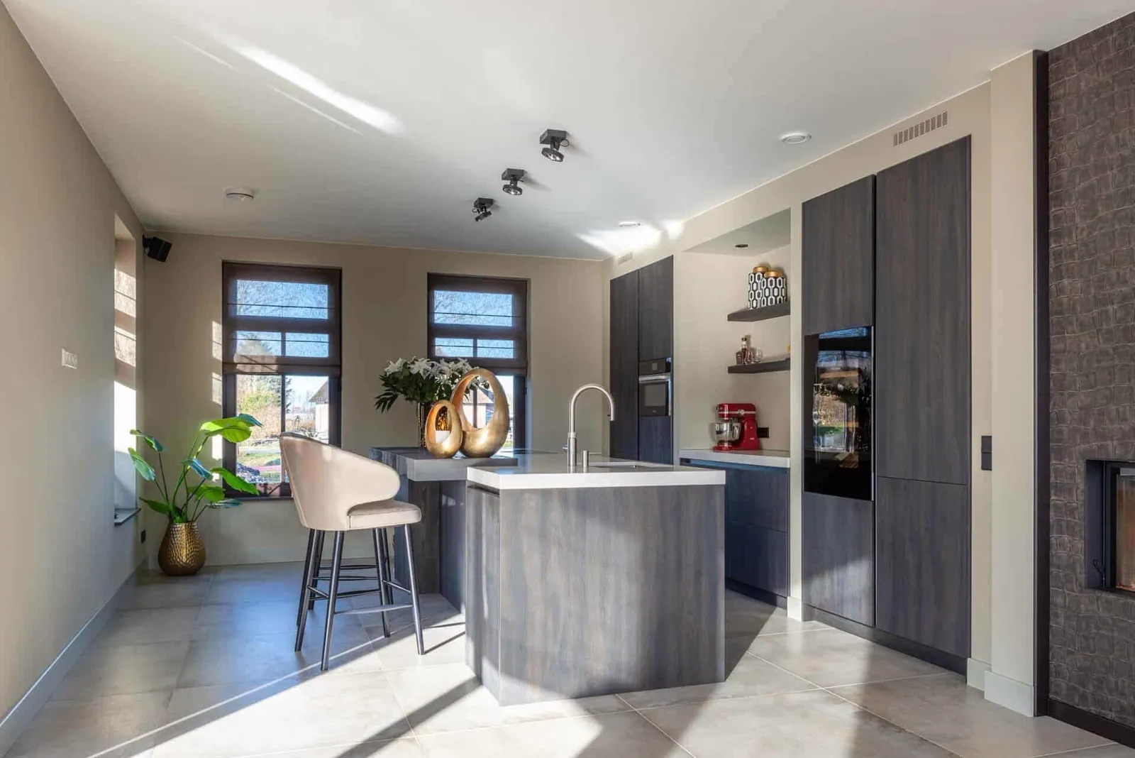 Bar Stool Indigo khaki velvet - Richmond Interiors