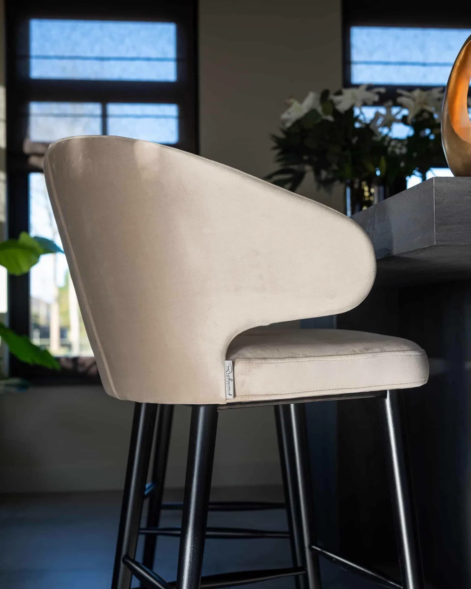 Bar Stool Indigo khaki velvet - Richmond Interiors