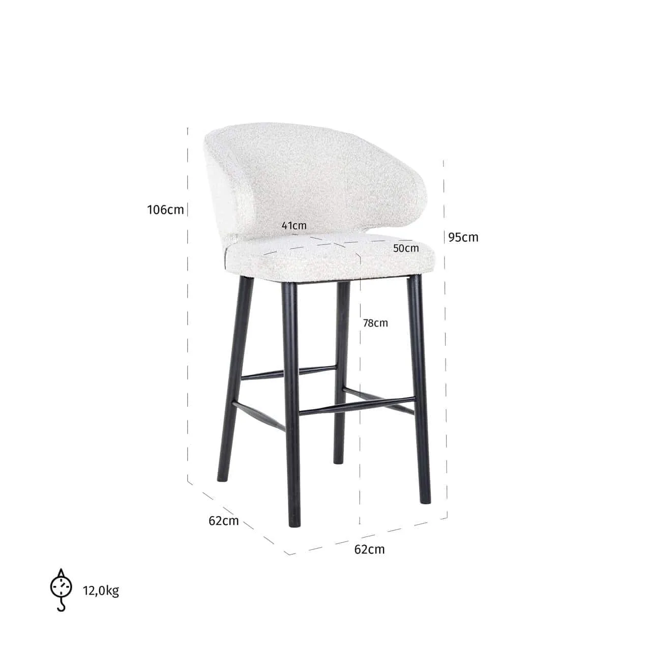 Bar stool Indigo white bouclé - Richmond Interiors