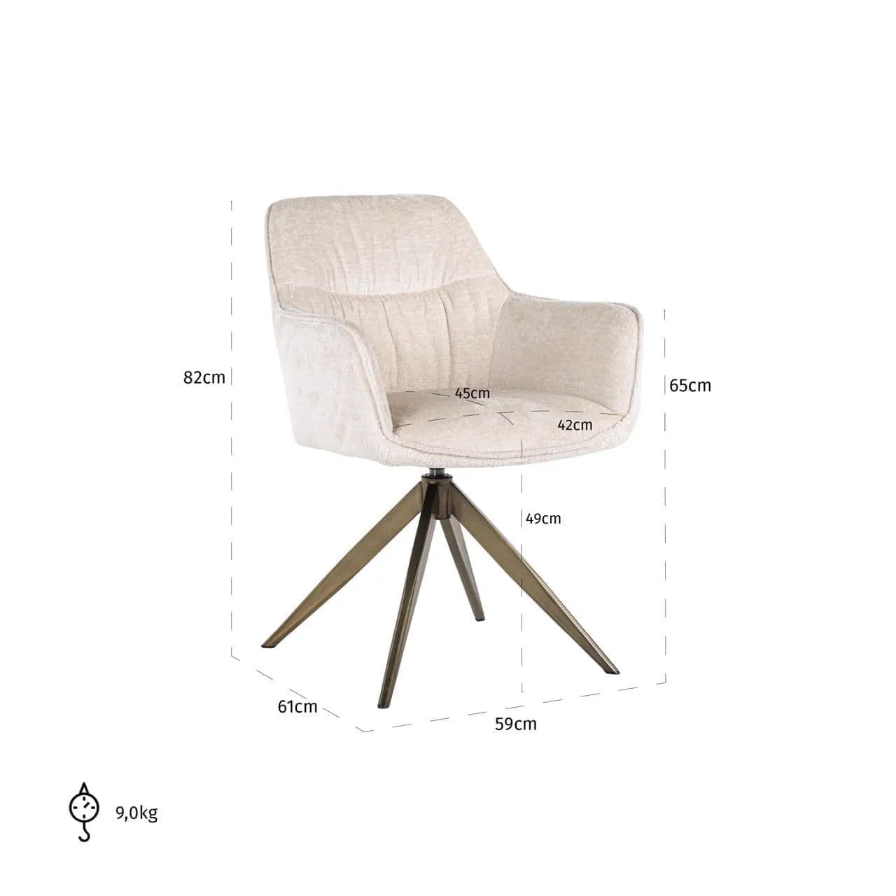Dining Chair Aline FR white chenille swivel fire retardant - Richmond Interiors