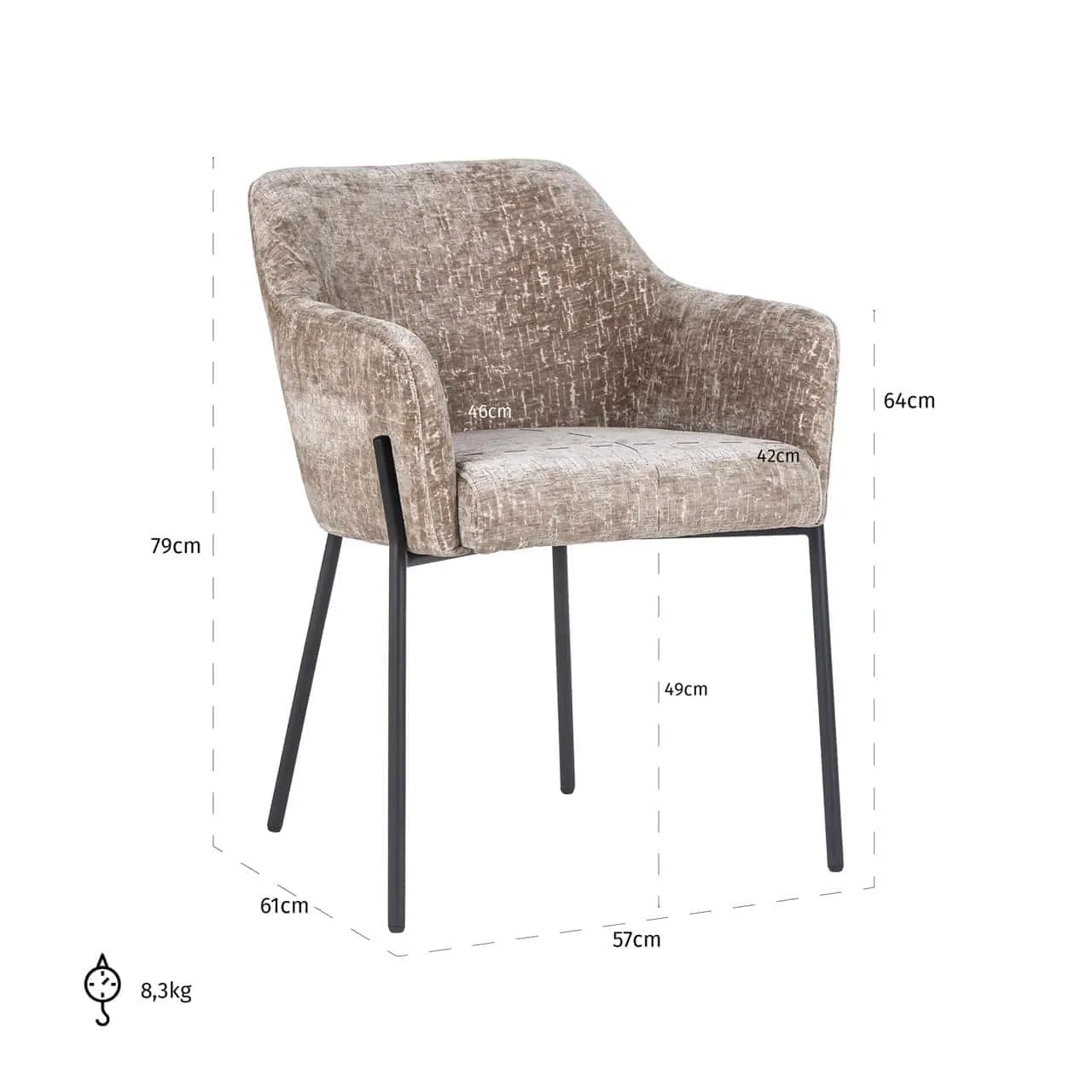 Fay dining chair shitake island - Richmond Interiors