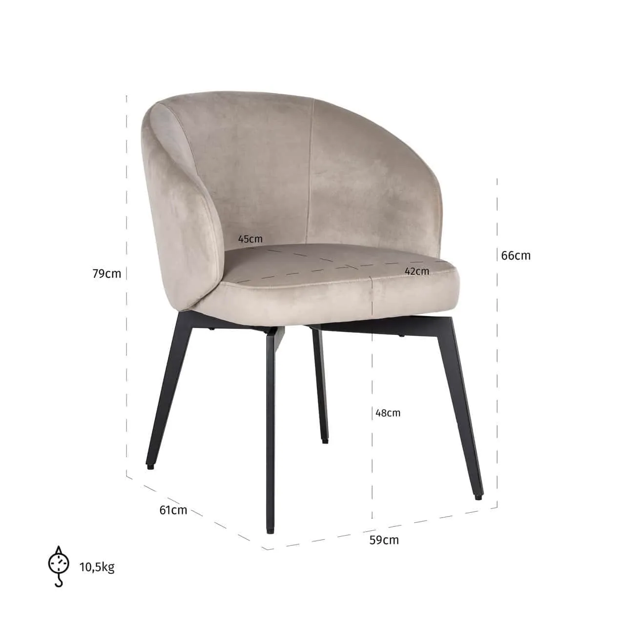 Dining chair Amphara khaki velvet flame retardant - Richmond Interiors