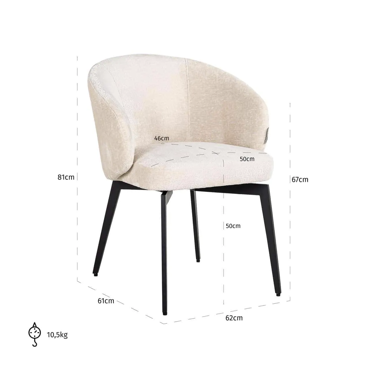 Amphara dining chair FR white chenille fire retardant - Richmond Interiors