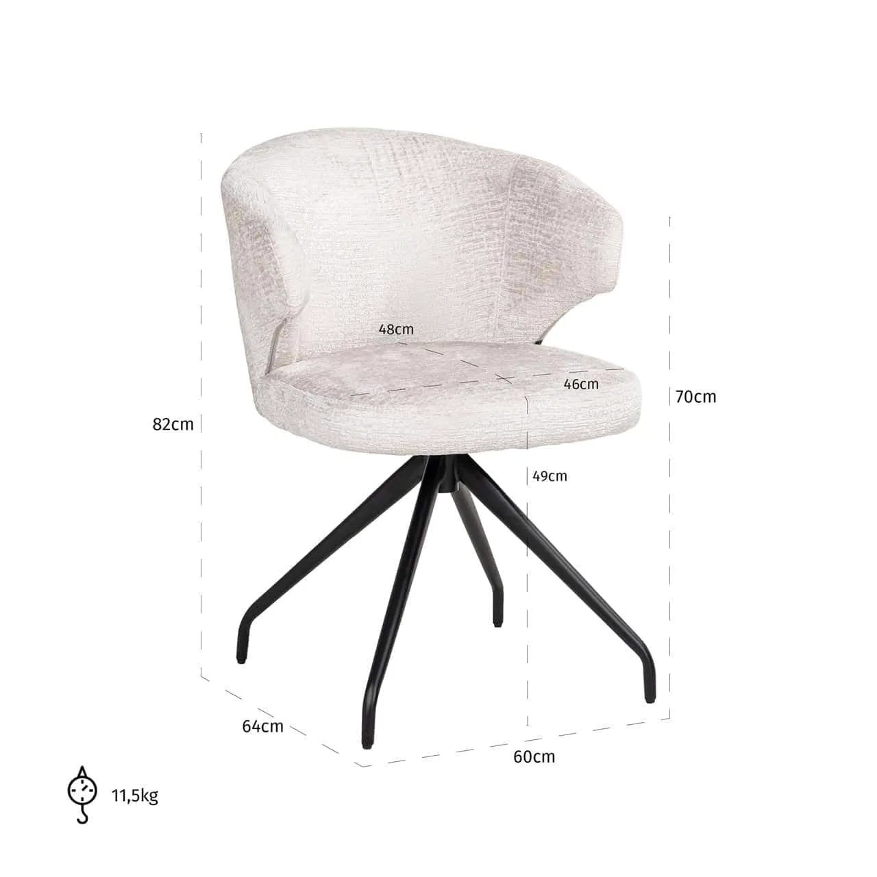 Milly Dining Chair cream fusion swivel - Richmond Interiors