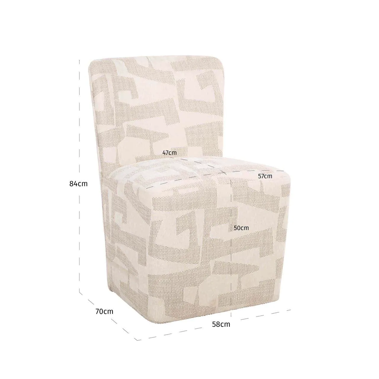 Dining chair Lorain beige graphic on wheels - Richmond Interiors