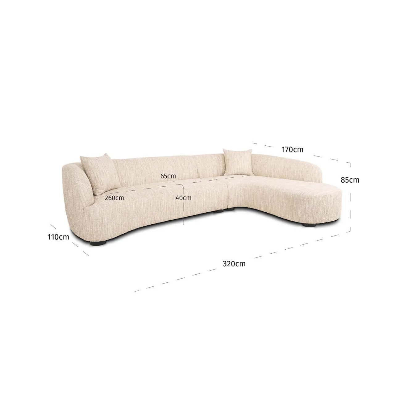 Pandora Sofa in Beige Angora, Lounge Right - Richmond Interiors
