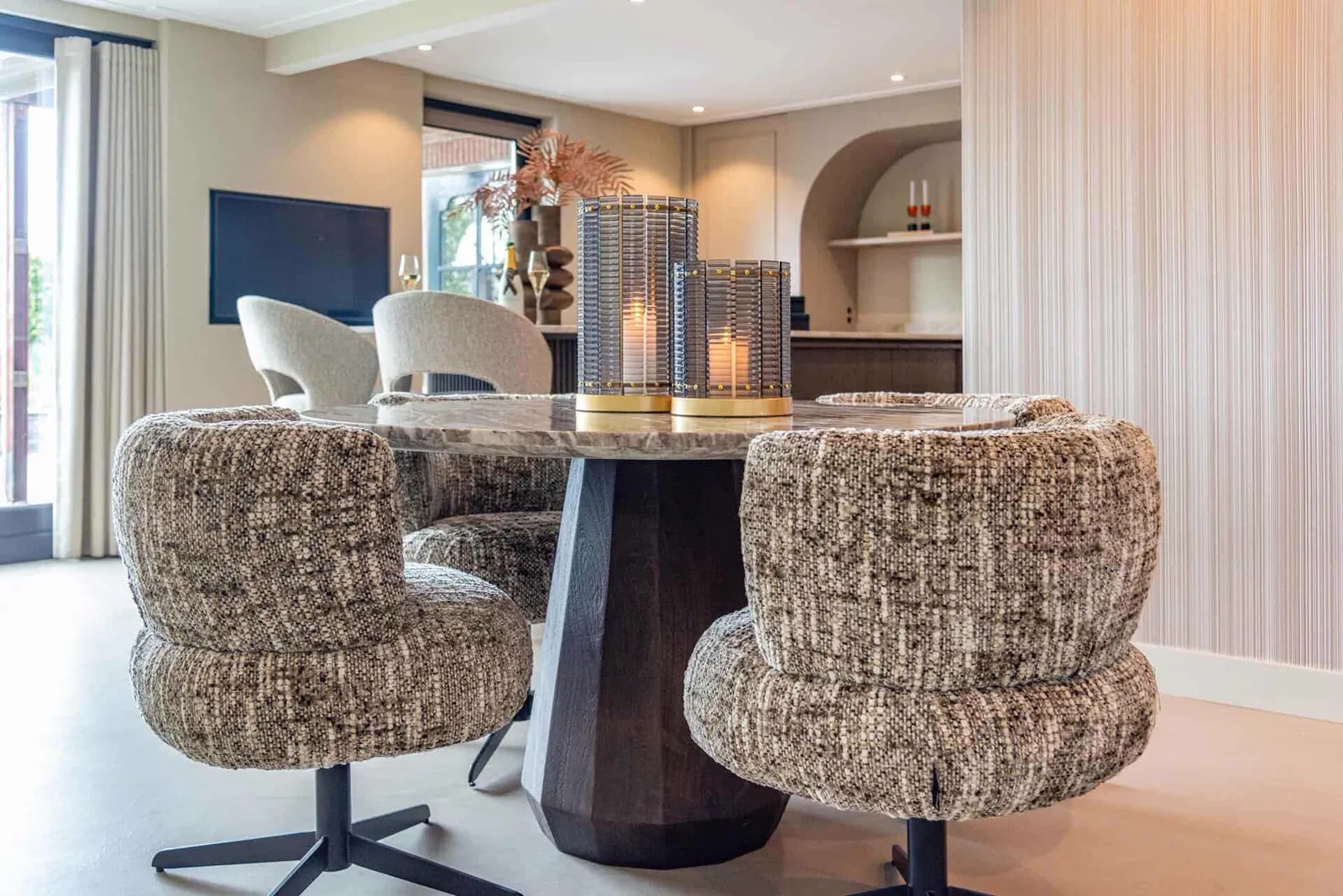 Alexis Dining Chair brown omara swivel - Richmond Interiors